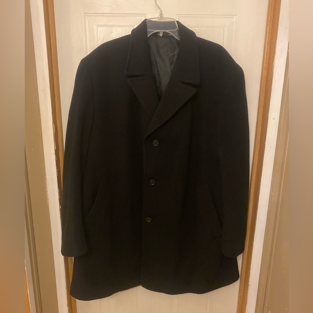 Ralph Lauren Black Wool/Cashmere Three Button Overcoat